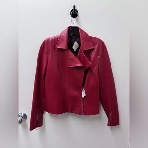 Nonoo Red Italian Lambskin Soft Leather Jacket